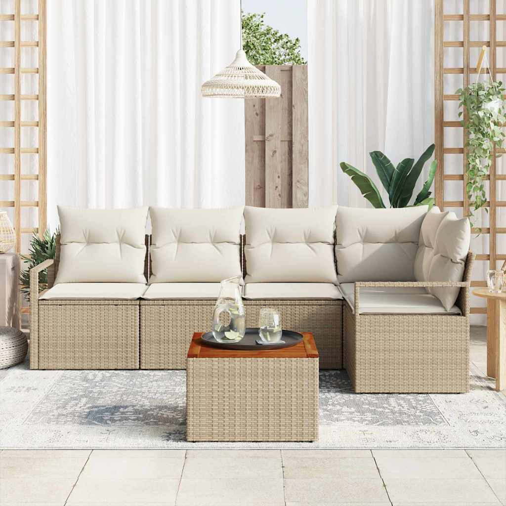 Garten-Sofa-Set 6 pcs Beige und Weiß