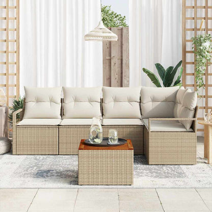 Garten-Sofa-Set 6 pcs Beige und Weiß