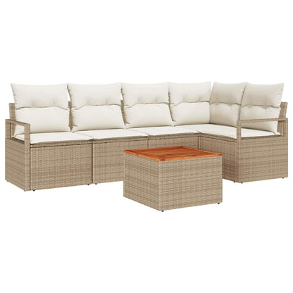 Garten-Sofa-Set 6 pcs Beige und Weiß