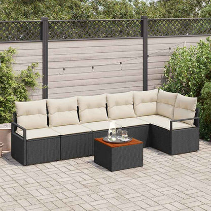 Garten-Sofa-Set 7 pcs Schwarz und Weiß
