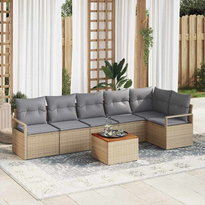 Garten-Sofa-Set 7 pcs Beige und Hellgrau