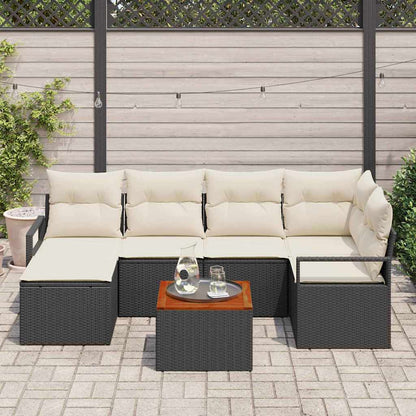 Garten-Sofa-Set 7 pcs Schwarz und Weiß