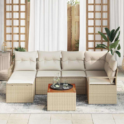 Garten-Sofa-Set 7 pcs Beige und Weiß