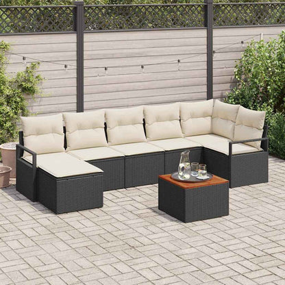 Garten-Sofa-Set 8 pcs Schwarz und Weiß