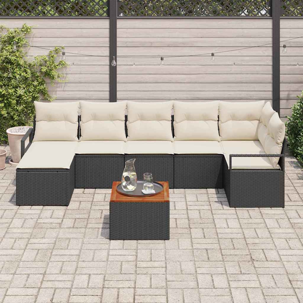 Garten-Sofa-Set 8 pcs Schwarz und Weiß