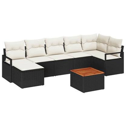 Garten-Sofa-Set 8 pcs Schwarz und Weiß