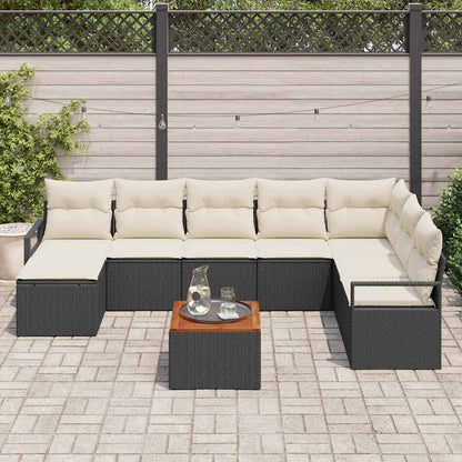 Garten-Sofa-Set 9 pcs Schwarz und Weiß
