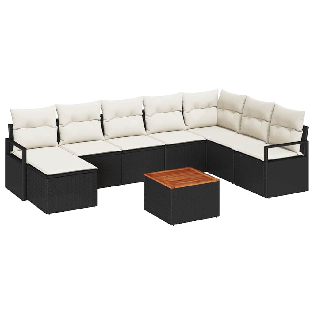 Garten-Sofa-Set 9 pcs Schwarz und Weiß