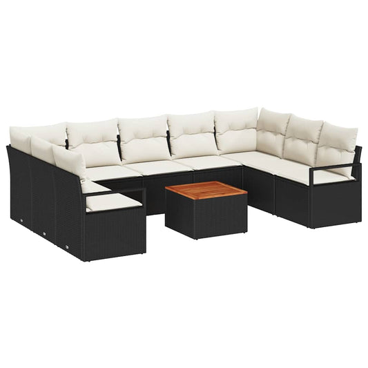 Garten-Sofa-Set 10 pcs Schwarz und Weiß
