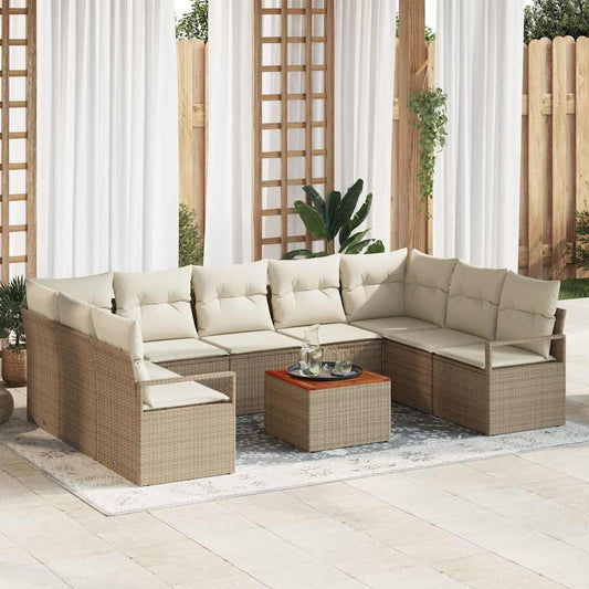 Garten-Sofa-Set 10 pcs Beige und Weiß