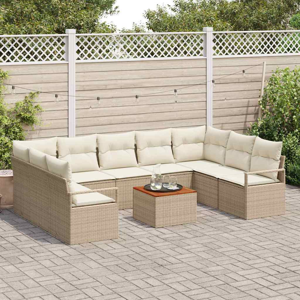 Garten-Sofa-Set 10 pcs Beige und Weiß