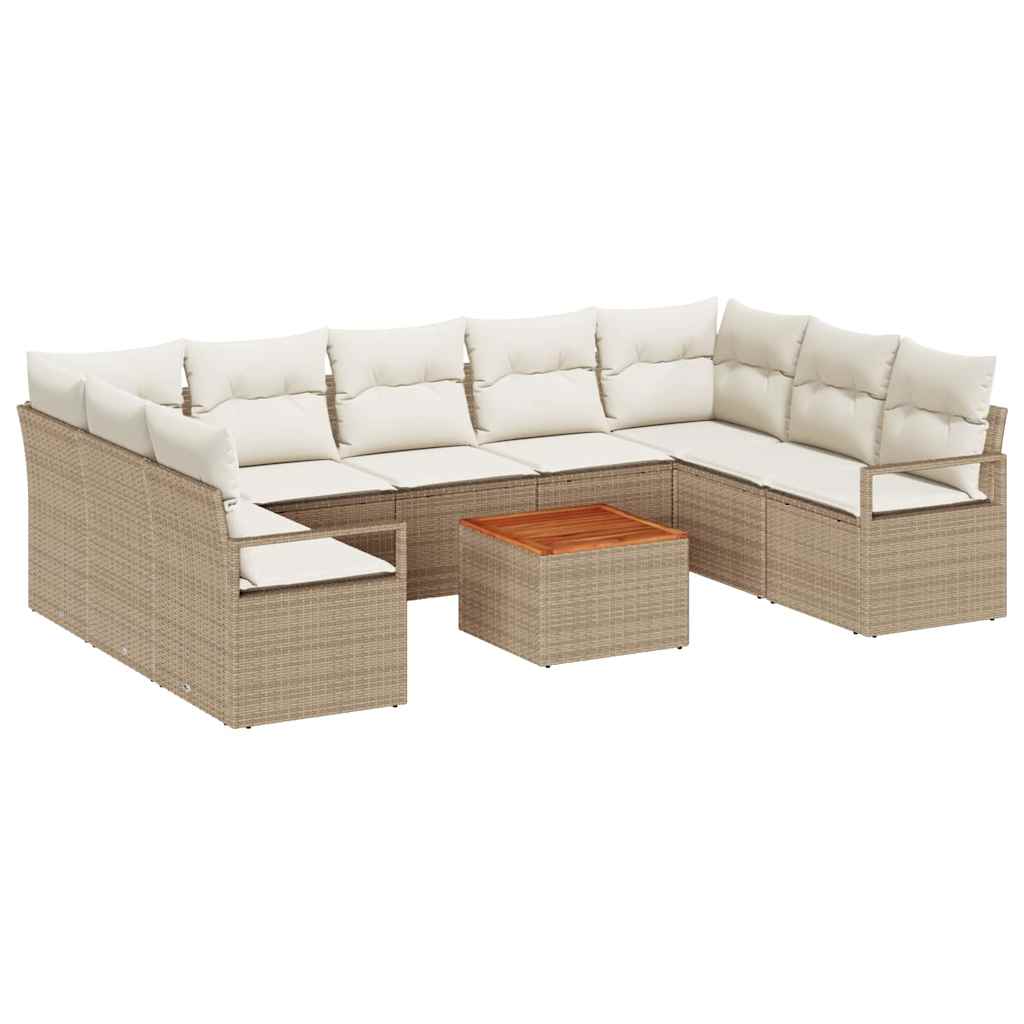 Garten-Sofa-Set 10 pcs Beige und Weiß