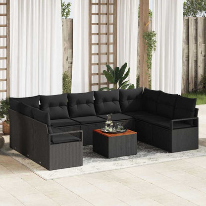 Garten-Sofa-Set 10 pcs Schwarz