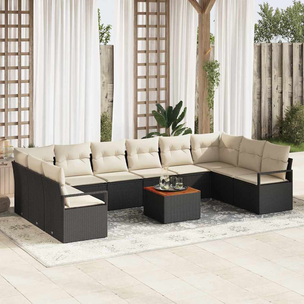 Garten-Sofa-Set 11 pcs Schwarz und Weiß