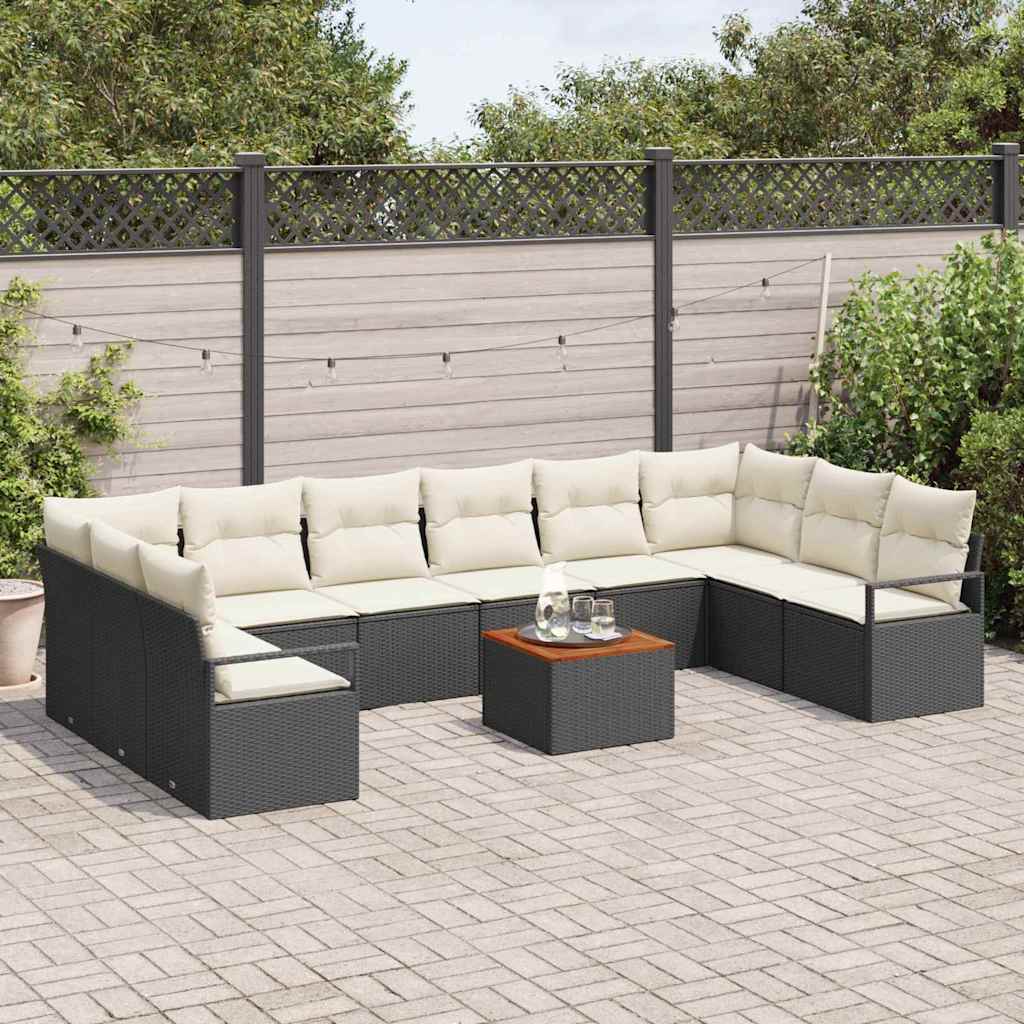 Garten-Sofa-Set 11 pcs Schwarz und Weiß
