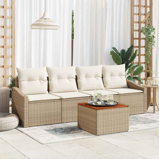 Garten-Sofa-Set 5 pcs Beige und Weiß
