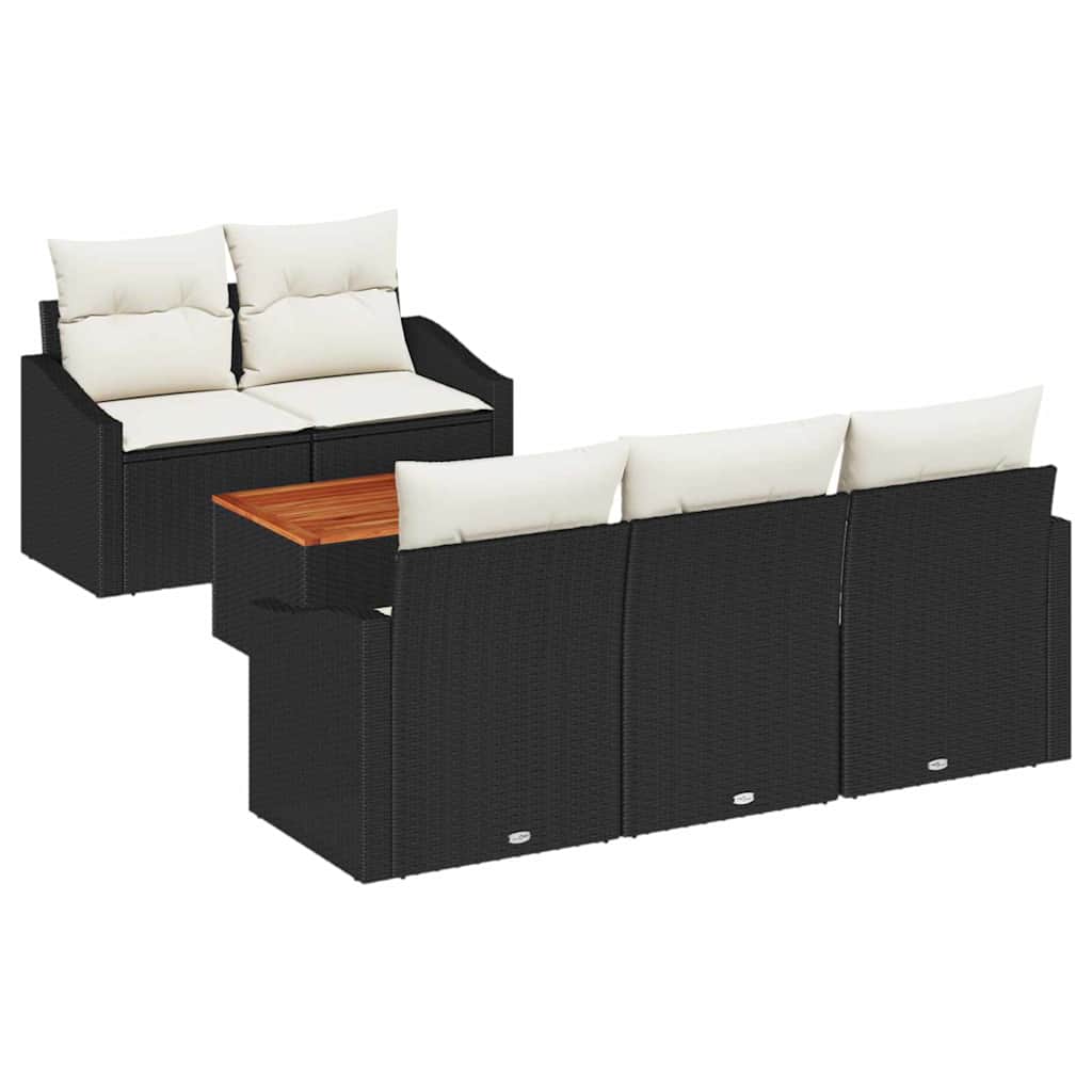 Garten-Sofa-Set 6 pcs Schwarz und Weiß