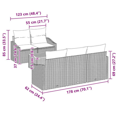 Garten-Sofa-Set 6 pcs Schwarz und Weiß