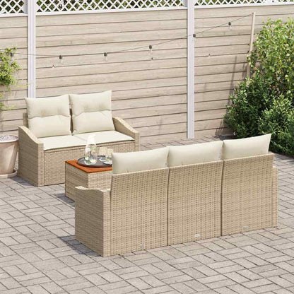 Garten-Sofa-Set 6 pcs Beige und Weiß