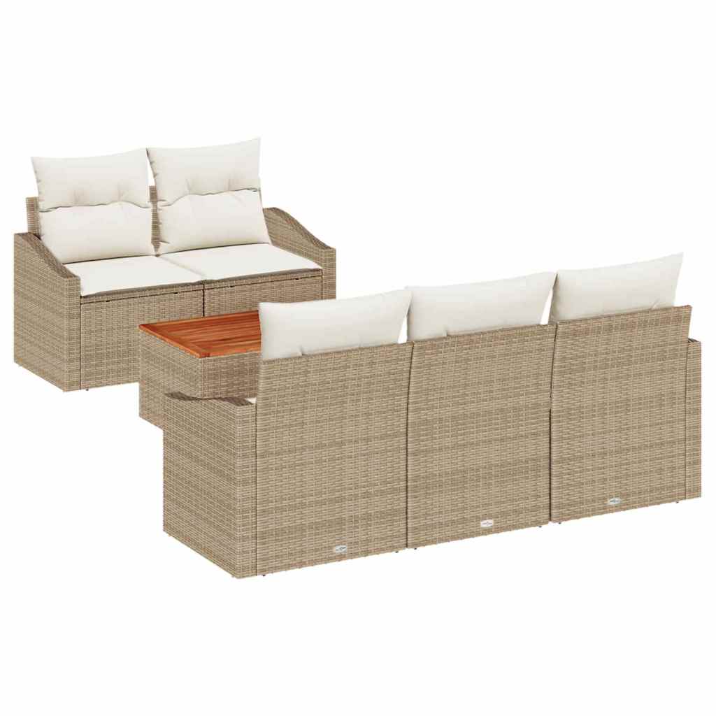 Garten-Sofa-Set 6 pcs Beige und Weiß