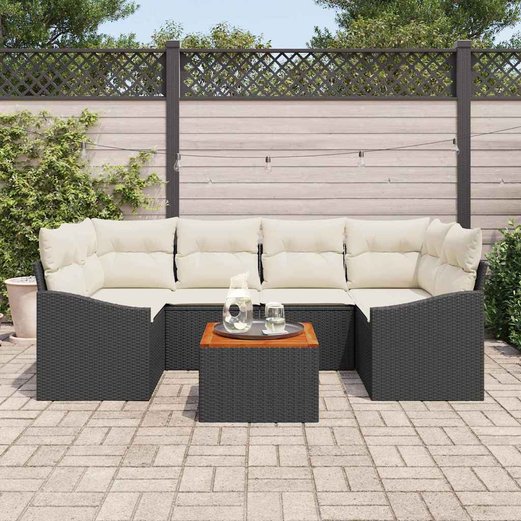 Garten-Sofa-Set 7 pcs Schwarz und Weiß