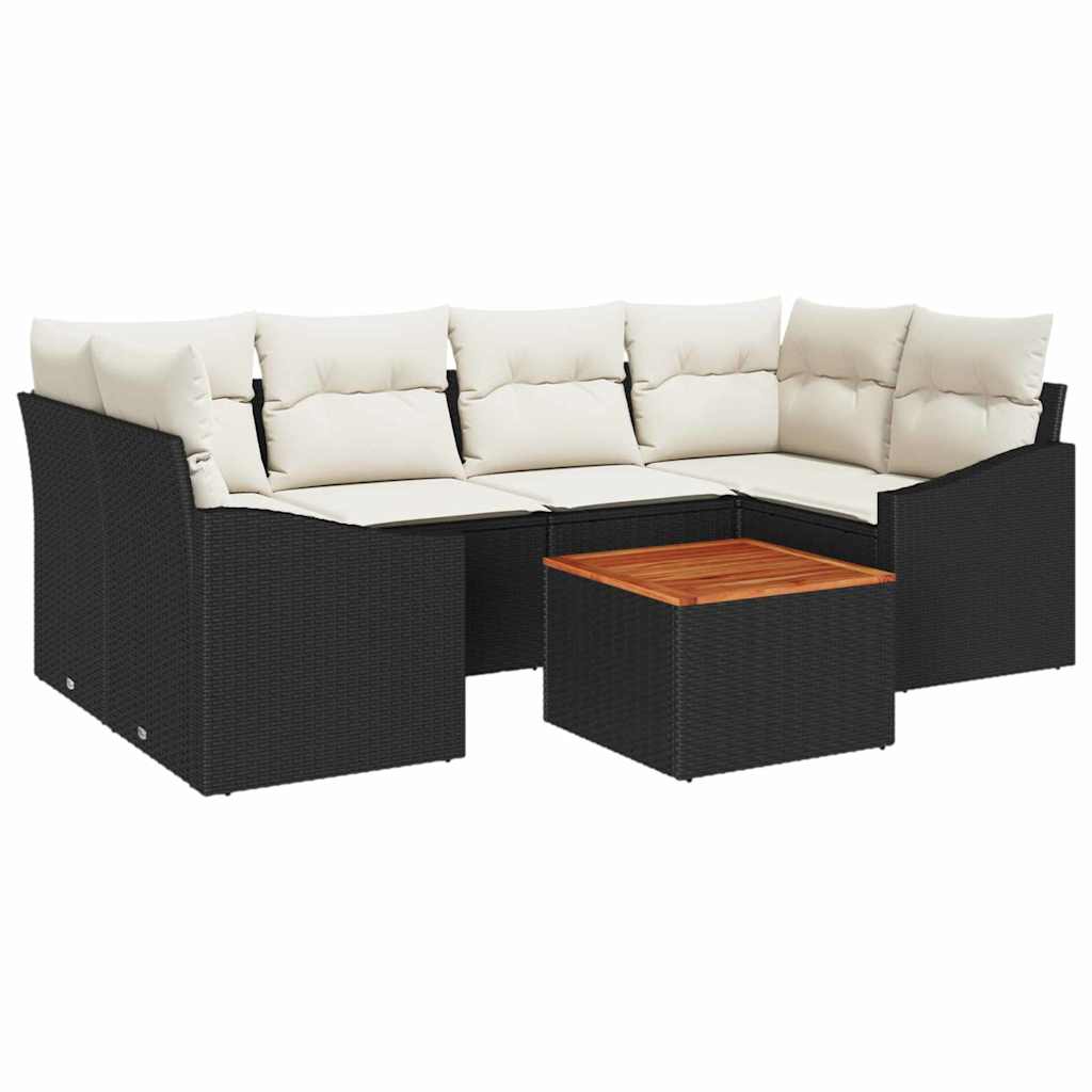 Garten-Sofa-Set 7 pcs Schwarz und Weiß