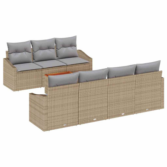 Garten-Sofa-Set 8 pcs Beige und Hellgrau