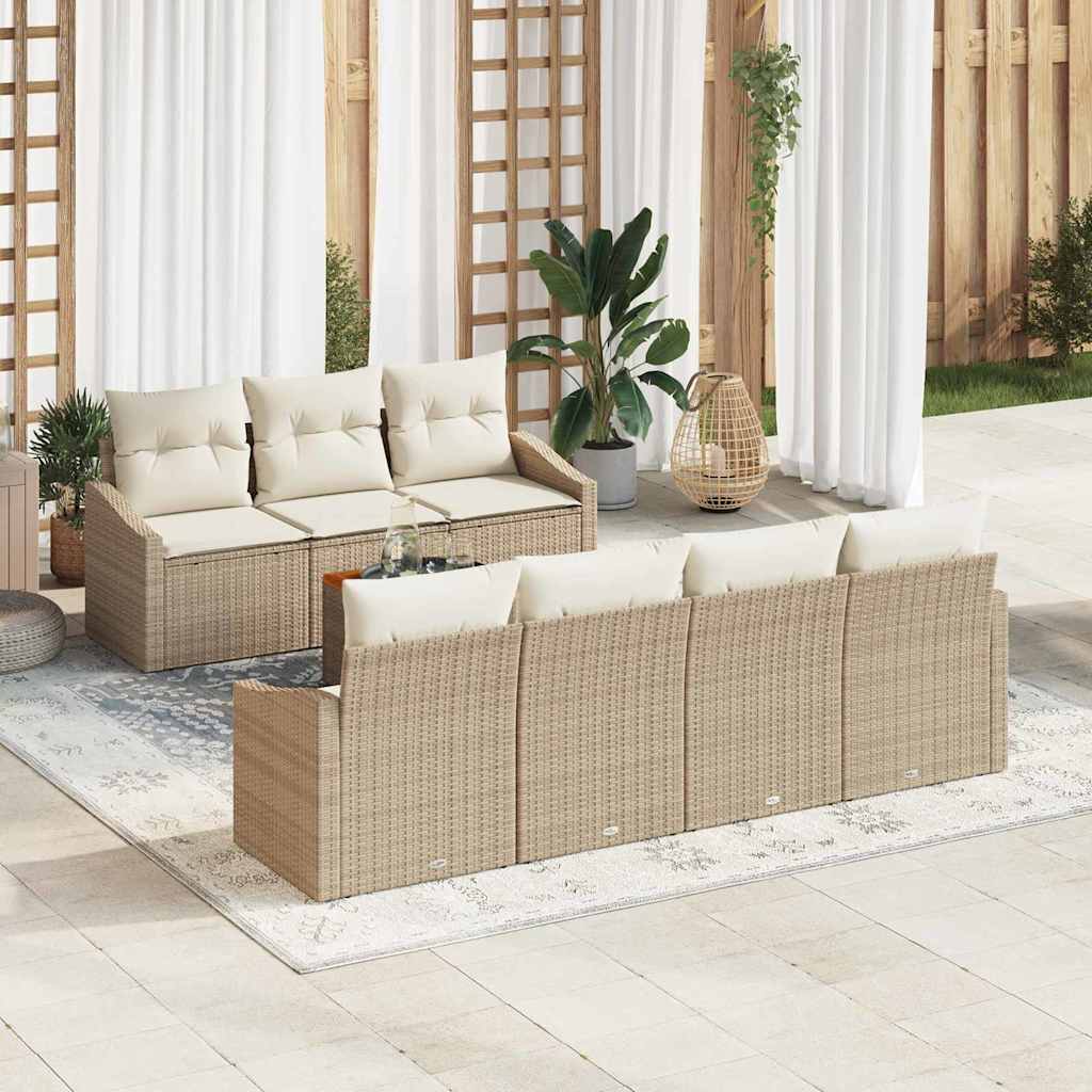 Garten-Sofa-Set 8 pcs Beige und Weiß