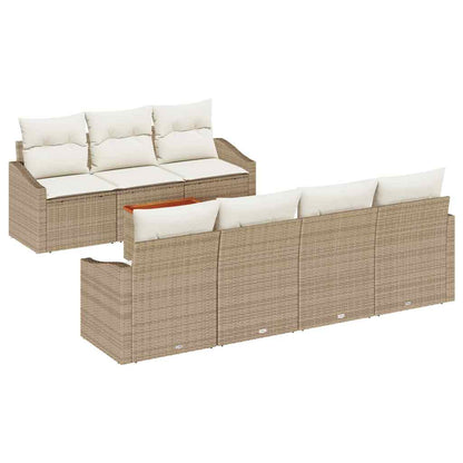 Garten-Sofa-Set 8 pcs Beige und Weiß