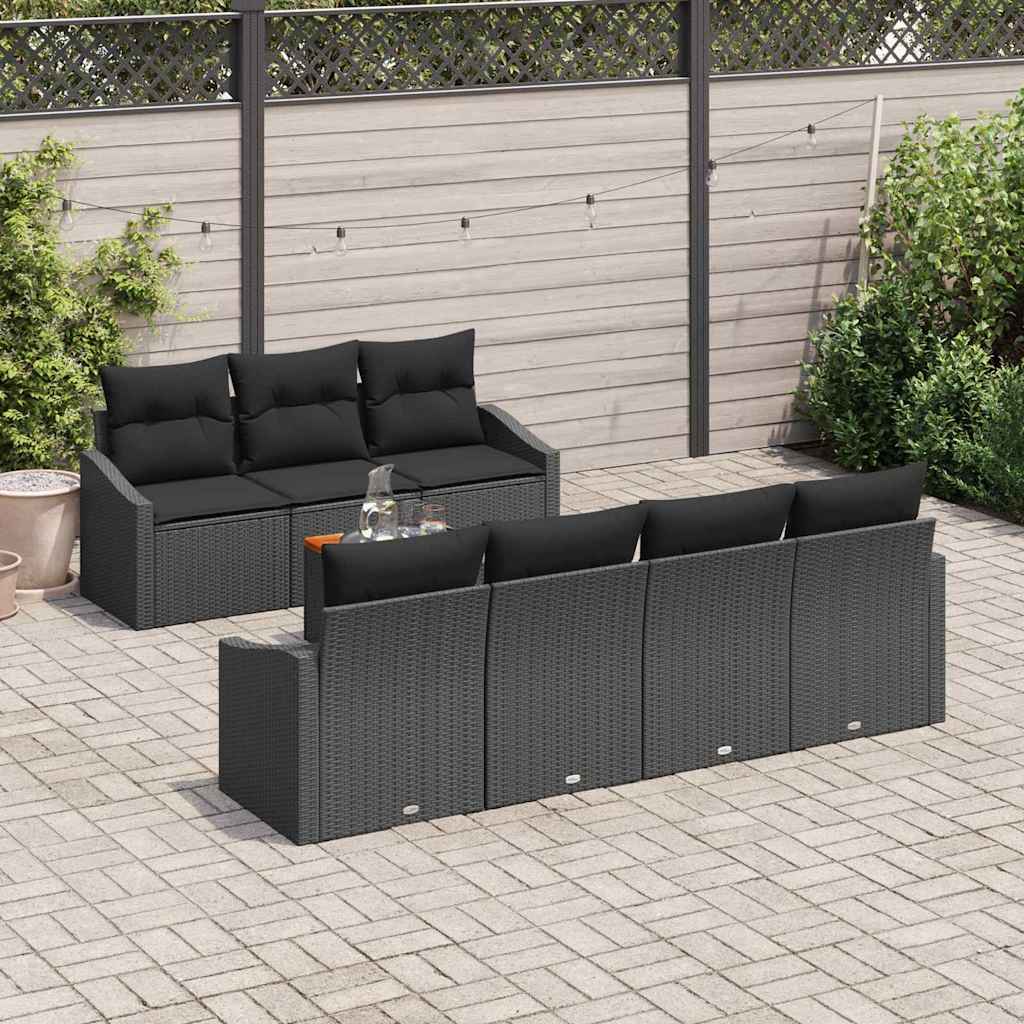 Garten-Sofa-Set 8 pcs Schwarz