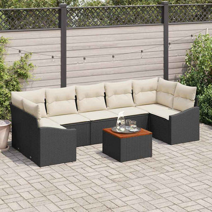 Garten-Sofa-Set 8 pcs Schwarz und Weiß