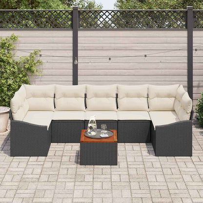 Garten-Sofa-Set 8 pcs Schwarz und Weiß
