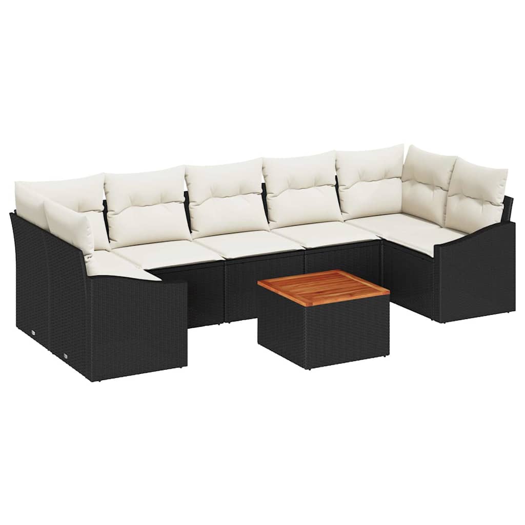 Garten-Sofa-Set 8 pcs Schwarz und Weiß