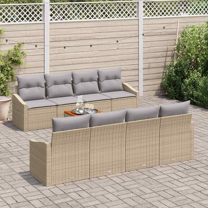 Garten-Sofa-Set 7 pcs Beige und Hellgrau