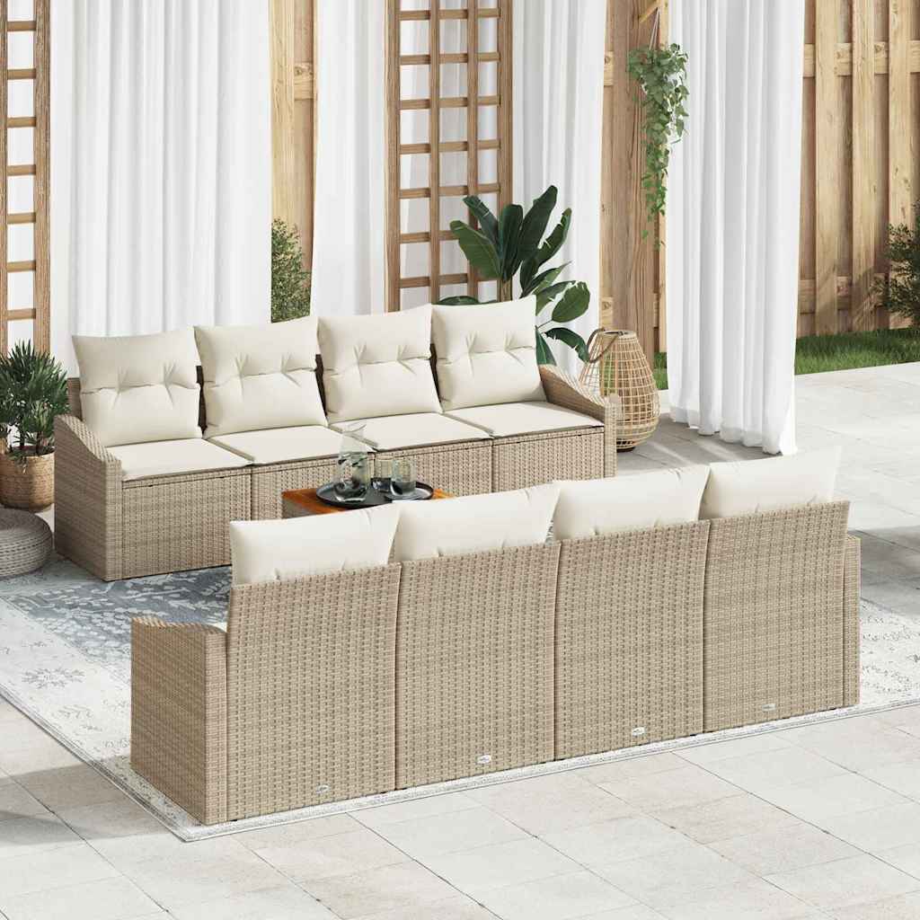 Garten-Sofa-Set 7 pcs Beige und Weiß