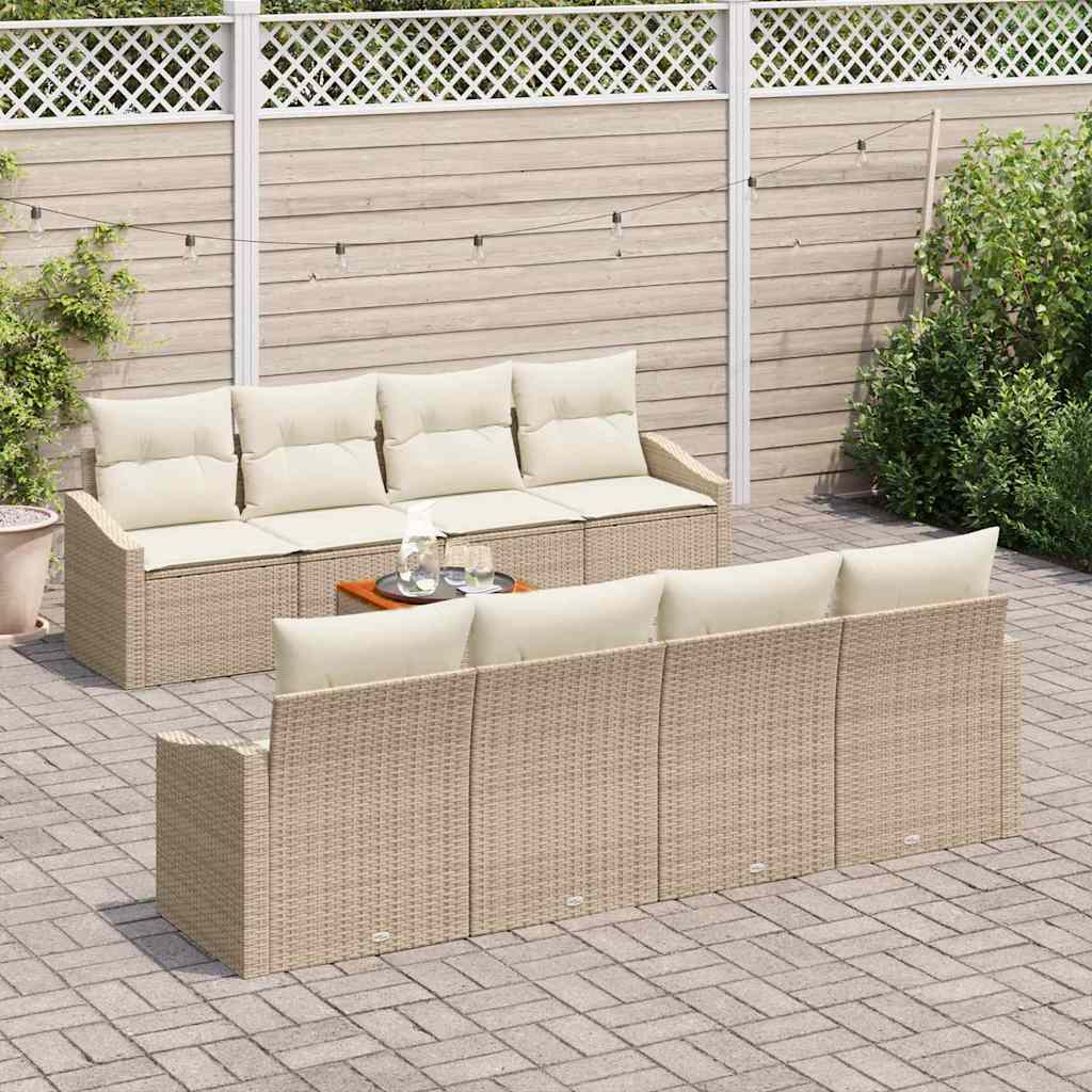 Garten-Sofa-Set 7 pcs Beige und Weiß