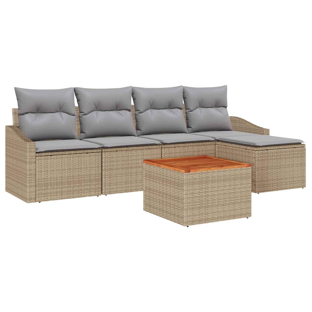 Garten-Sofa-Set 6 pcs Beige und Hellgrau