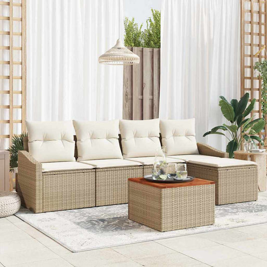 Garten-Sofa-Set 6 pcs Beige und Weiß