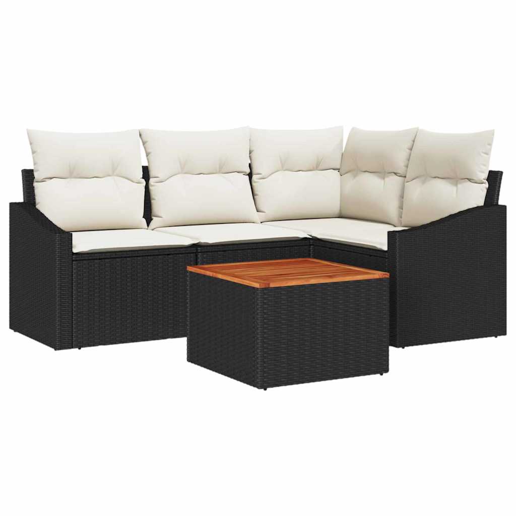 Garten-Sofa-Set 5 pcs Schwarz und Weiß