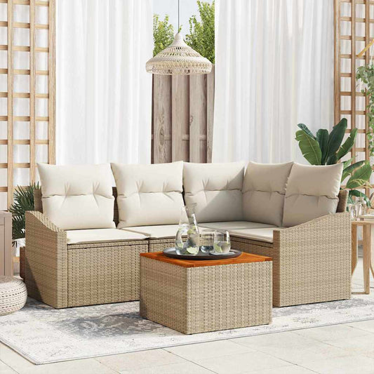 Garten-Sofa-Set 5 pcs Beige und Weiß