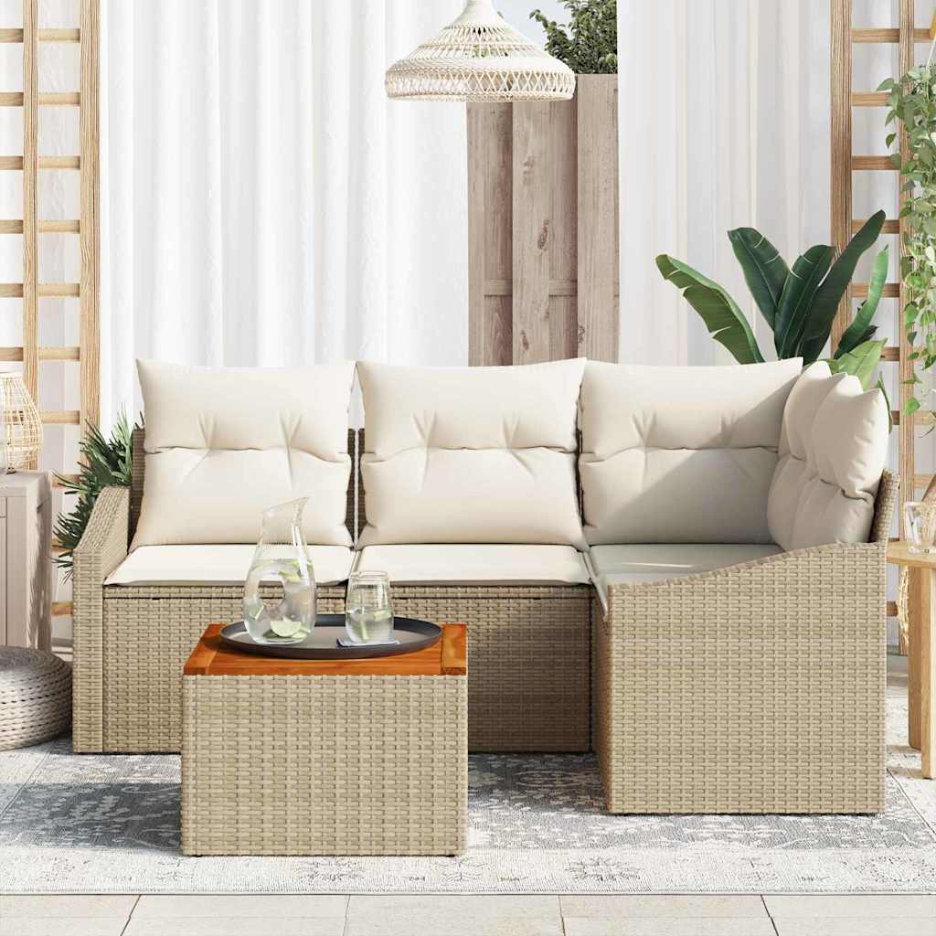 Garten-Sofa-Set 5 pcs Beige und Weiß