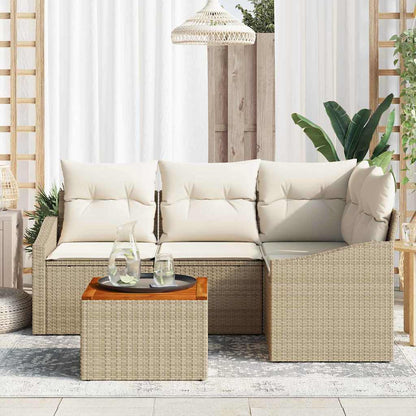 Garten-Sofa-Set 5 pcs Beige und Weiß
