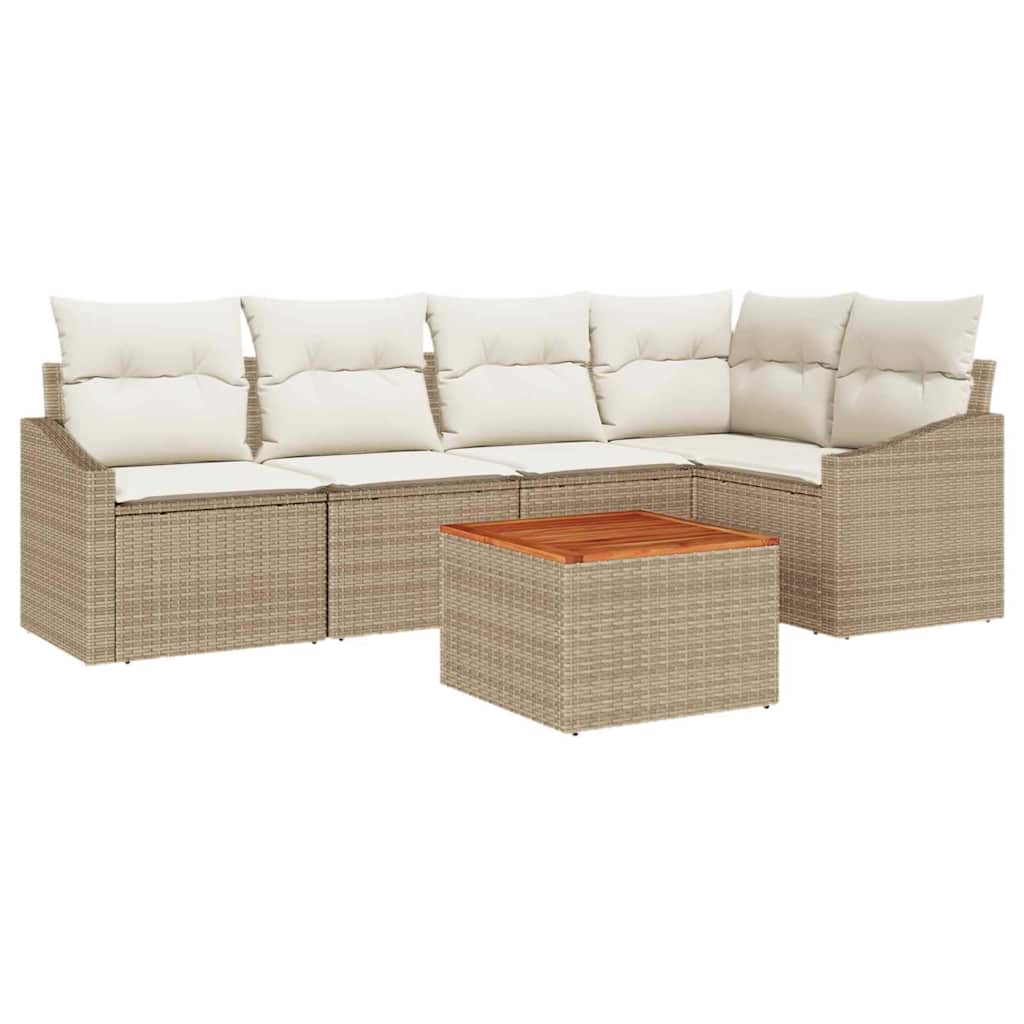 Garten-Sofa-Set 6 pcs Beige und Weiß
