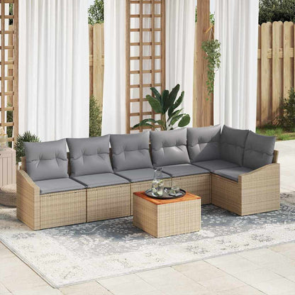 Garten-Sofa-Set 7 pcs Beige und Hellgrau