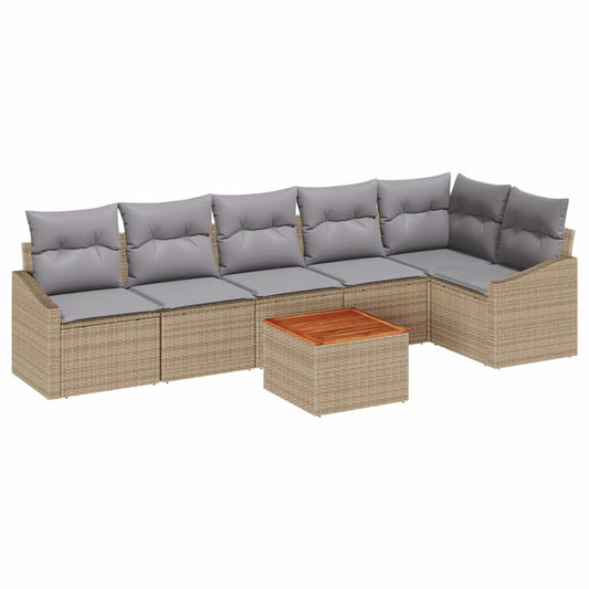Garten-Sofa-Set 7 pcs Beige und Hellgrau