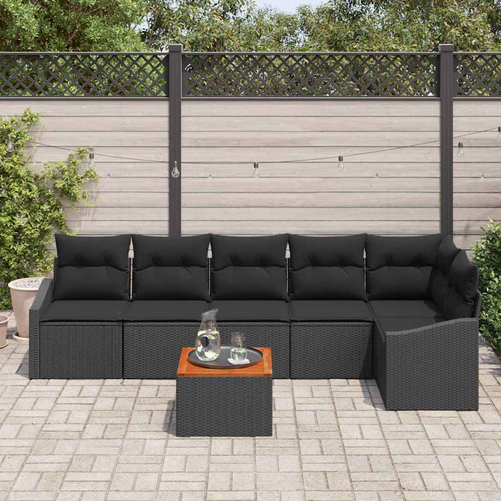 Garten-Sofa-Set 7 pcs Schwarz