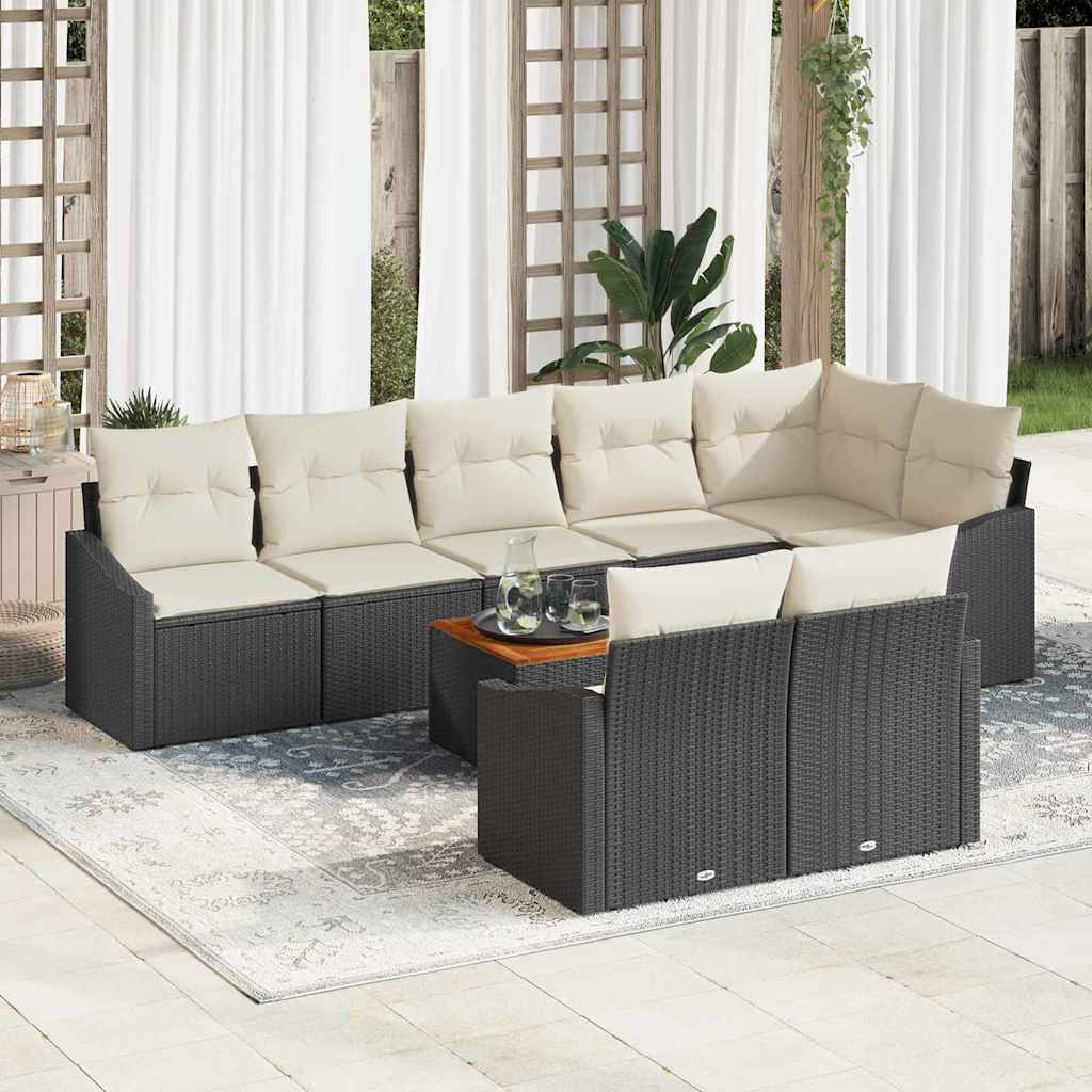 Garten-Sofa-Set 9 pcs Schwarz und Weiß