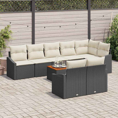 Garten-Sofa-Set 9 pcs Schwarz und Weiß