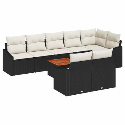 Garten-Sofa-Set 9 pcs Schwarz und Weiß
