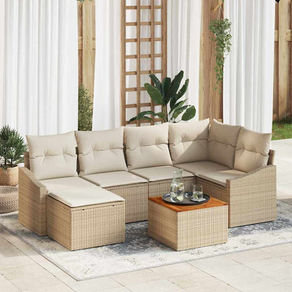 Garten-Sofa-Set 7 pcs Beige und Weiß